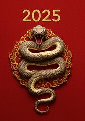 Obraz premium 2025 Chinese New Year Year of the Snake Gold Red Intricate Design