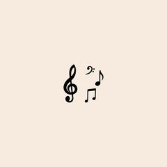 Music note icon flat vector design.