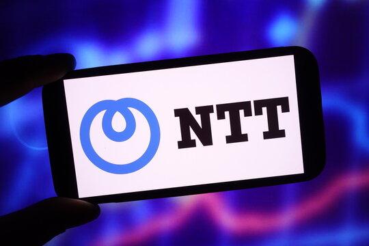 Konskie, Poland - November 26, 2024: NTT company logo displayed on mobile phone