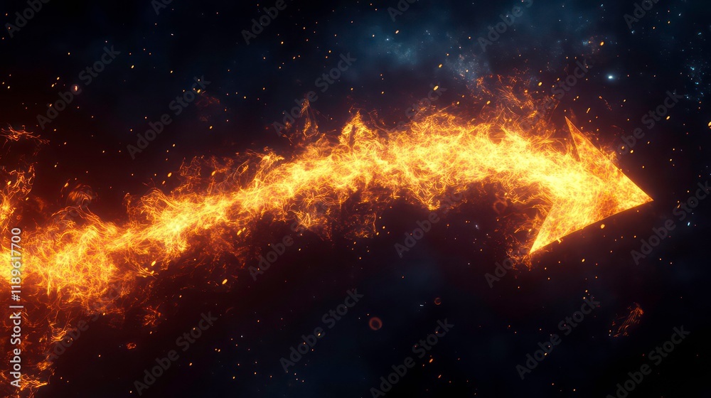 Poster Fiery arrow soaring through space, symbolizing growth and progress.