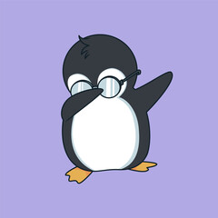 penguin dabbing dance vector illustration cute