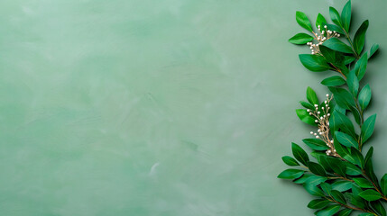 A calming sage green background .