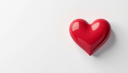 Red Heart on White Background, Love Symbol, Valentines Day Heart