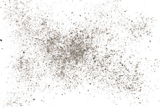 Cigarette ash flying, isolated on white background and texture, clipping path