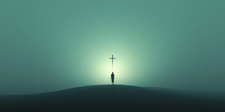 spiritual poster about resurrection, minimalistic, bold