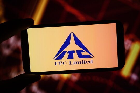 Konskie, Poland - December 01, 2024: ITC Limited company logo displayed on mobile phone