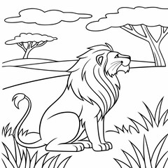  lion coloring page , coloring page for kids, animal coloring page, KDP, Animal Coloring Page For Kids, line art clipart