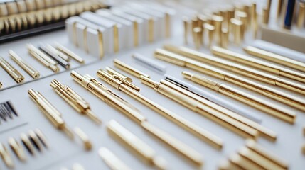 Elegant Gold Pens Collection, Luxury Writing Instruments on White Background
