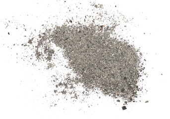 Cigarette ash flying, isolated on white background and texture, clipping path