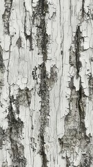 The image is of a tree trunk with a lot of peeling paint