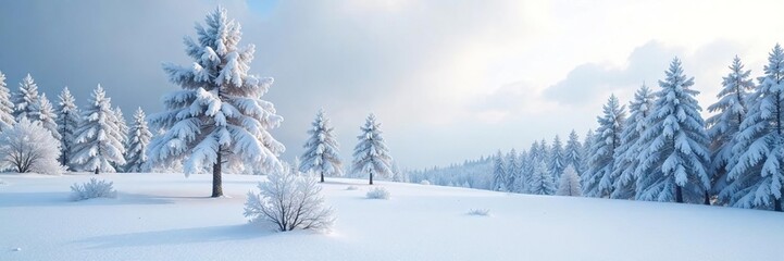 Fototapeta premium Trees stood as sentinels against the blinding white of a snowy landscape, snow, branches