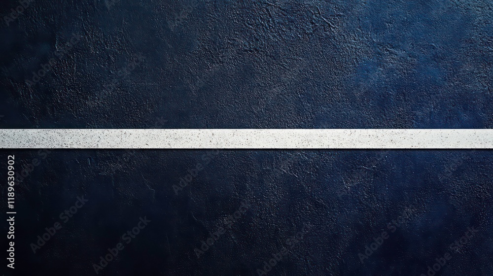 Poster dark blue textured surface with a single horizontal white line.