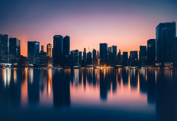 Obraz premium city skyline at sunset