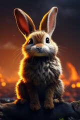 3d illustration of a cute fox