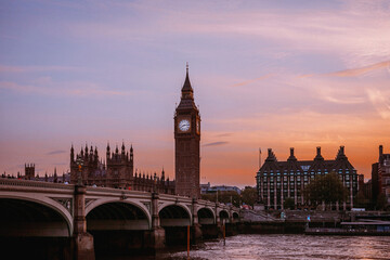 Fototapeta premium houses of parliament at night, sunset Westminster