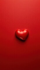 Red heart on red background. Simple, elegant Valentine's Day or love themed image.