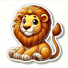 Naklejka premium lion sticker animated isolated on white background 