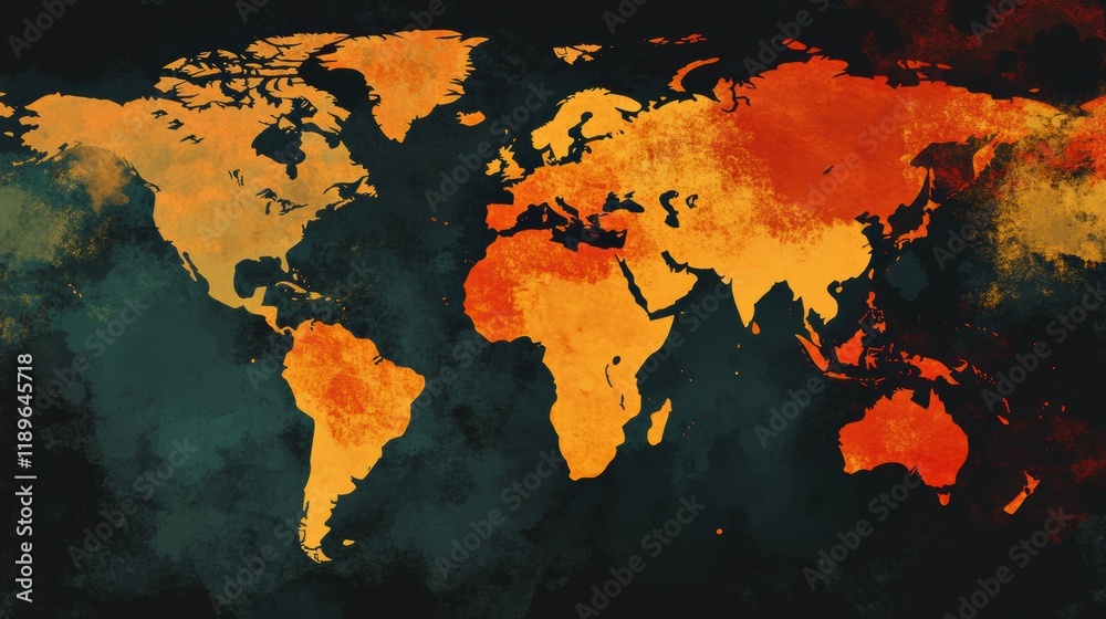 Aufkleber World map revealing epidemic outbreak zones across continents and regions with varying intensity levels observed. Generative AI