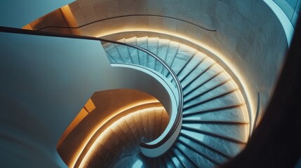 Fototapeta premium A stunning staircase in a modern building, showcasing unique design elements and creative use of space.
