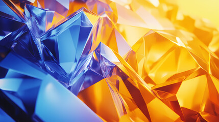 Crystalized background with gradient dark yellow to blue colors, tilted angle. Crystalshade. Illustration