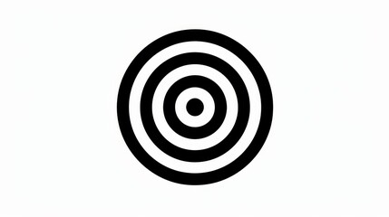 Black and white concentric circles forming target symbol, representing focus and precision. Ideal for design and illustration purposes