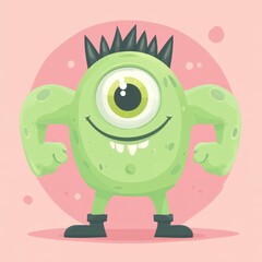 Fototapeta premium Simple and charming cartoon version of a contemporary green monster