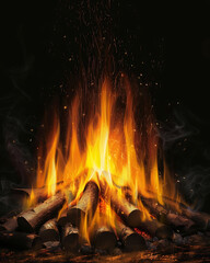 Fototapeta premium fire in black background