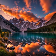 beautiful lake in the mountains. nature and travel concept