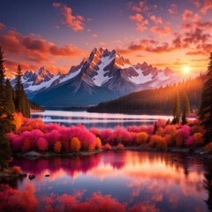 beautiful sunset in the mountains