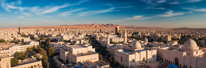panorama of stunning Amman capital of Jordan, sunny day