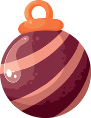 Christmas pink tree ball. in cartoon style vector illustration no background.