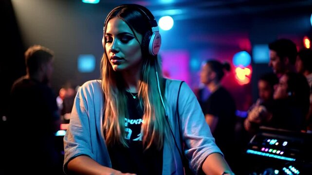 A beautiful girl who DJs in a nightclub. 05.