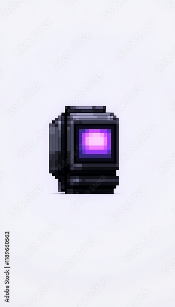 Canvas Prints Pixel art retro computer monitor with purple glow.