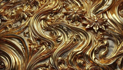 Wrinkled metallic gold foil with intricate creases and shimmering reflections, bold and textured luxurious background, seamless design, generative ai