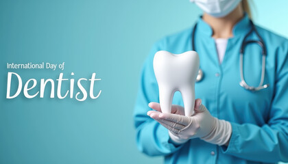 A vibrant and playful banner for the International Day of Dentist, showcasing the message of dental care and its importance through uplifting visuals.