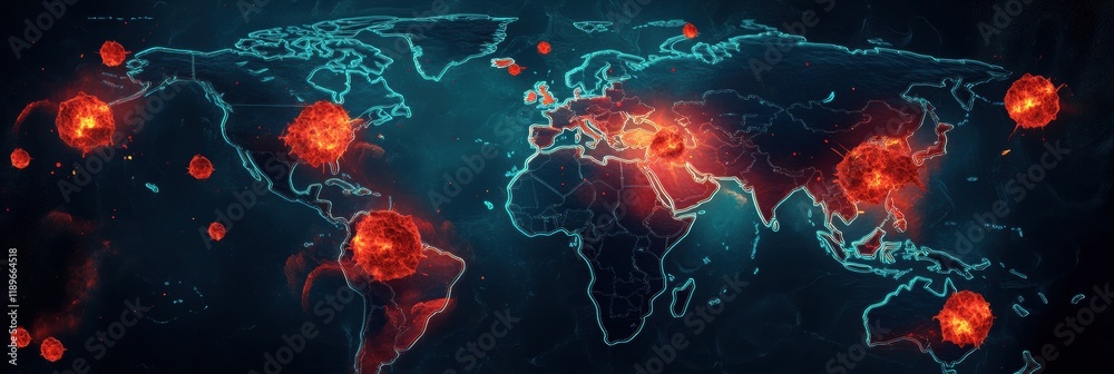 Leinwandbilder epidemic outbreak zones highlighted on world map showcasing global health challenges in current time