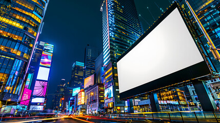 Blank billboard in Times Square at night