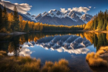 Fototapeta premium beautiful sunset in the lake