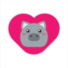 Funny character of black pig vector design. Simple cute black pig and love for sticker, mockup ideas illustration. 