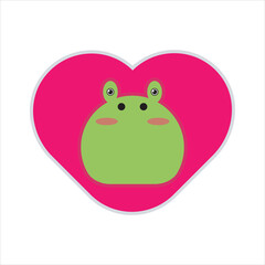 frog with heart vector design. Cute animal character holding a frog illustration. 