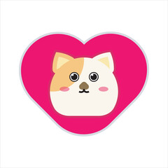 cat with heart design illustration. Cute pet design vector. 