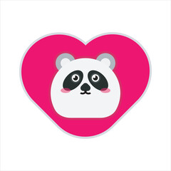 Obraz premium panda with heart vector design. Cute animal character flat icon vector illustration. 