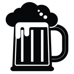 Beer Mug Silhouettes Icon, St. Patrick’s Day Silhouette, Pub Drink Symbol, Irish Festival Clipart, Holiday Beverage Illustration, Frothy Beer Icon, Isolated Vector, Flat Design Graphic