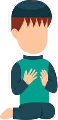 Character Of Muslim Boy Praying