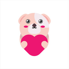 Cute love dog icon vector icon illustration, valentines day decoration vector design. Valentine card template design illustration. 