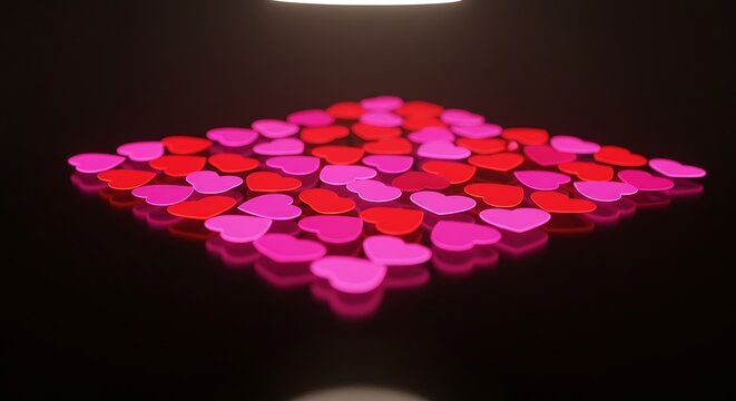 Romantic abstract 3d graphic design.  Red and pink hearts for Valentine's Day love.