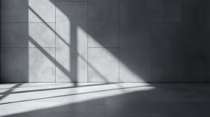 Minimalist Concrete Room Sunlight Shadows Interior Design Mockup