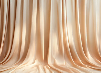 Obraz premium Elegant Draped Beige Curtains: A Study in Light and Texture