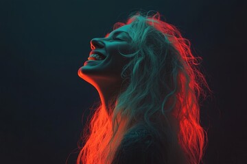 An image captures a furious and enigmatic lady in Viking clothing, teeth visible, set against a dark orange backdrop.