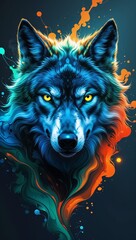 Abstract Wolf Emerges from a Sea of Colorful Patterns – Aesthetic Wallpaper for Mobile